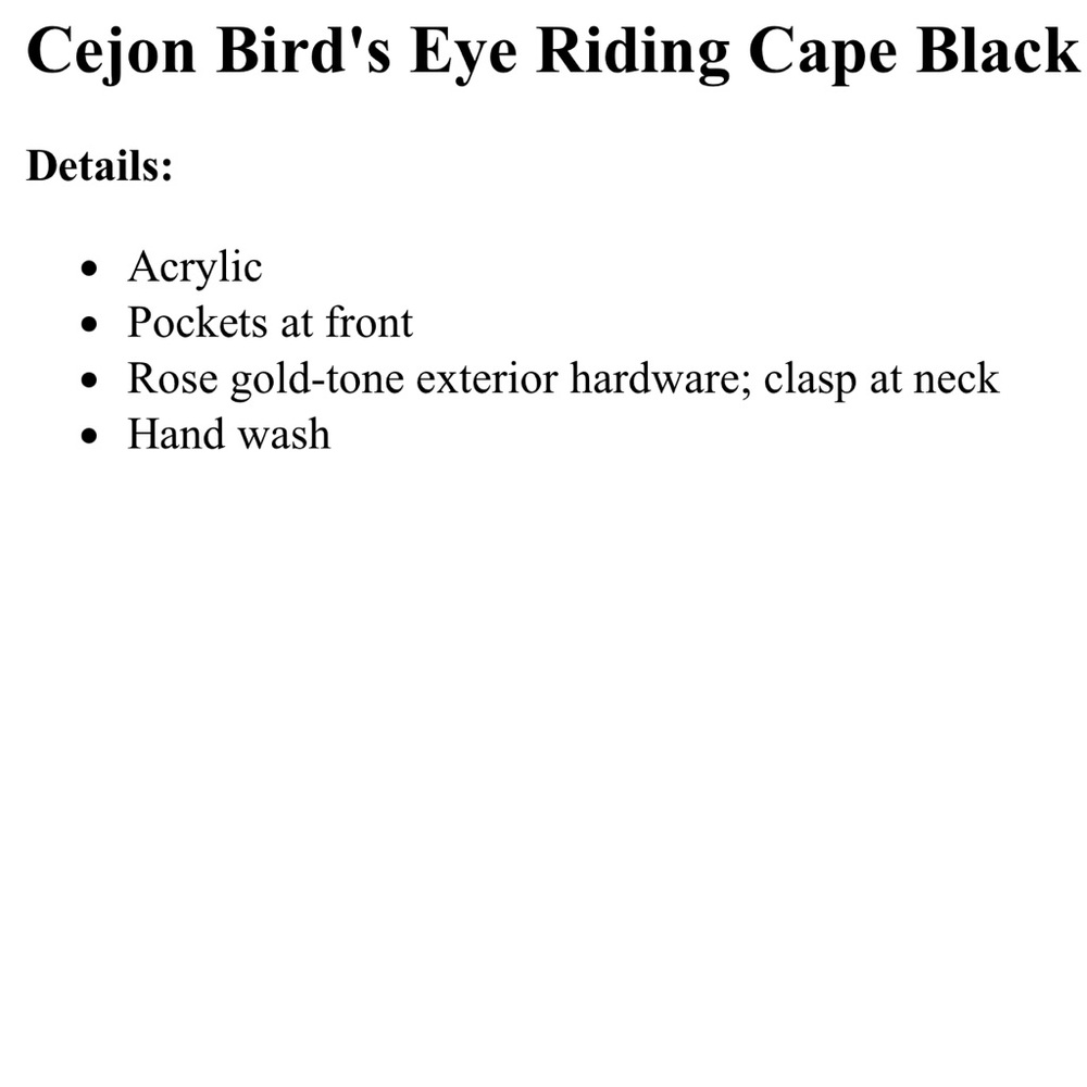 Cejon Bird’s Eye Riding Cape - Picture 9 of 9